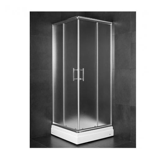 Slika TUŠ KABINA MINOTTI 90x90x185 KVADRATNA SILVER/MUTNO