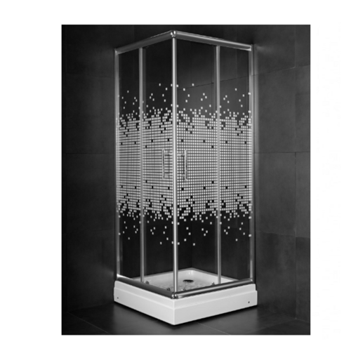 Slika TUŠ KABINA MINOTTI 90x90x185 KVADRATNA SILVER/KVADRATIĆI