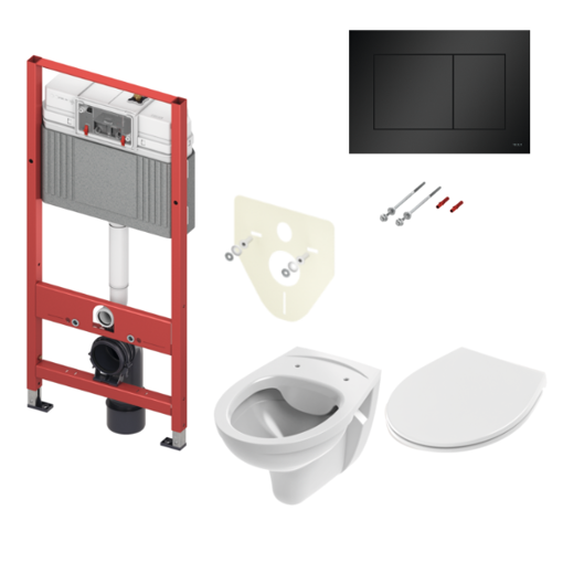 Slika SET TECEbase 4/1 - MODUL+ VODOKOTL. + WC ŠKOLJKA + TIPKA CRNA MAT