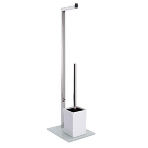 Slika WC ČETKA NA STALKU I DRŽAČ WC PAPIRA INOX BIJELI
