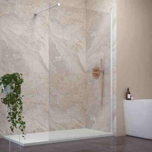 Slika TUŠ STIJENA ZENITH WALL 140 BIJELI MAT/PROZIRNO