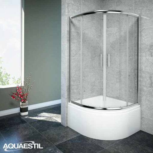 Slika TUŠ KABINA LAGUNA 80x80x155 POLUKRUŽNA ZA ČIKOLU SILVER/PROZIRNO