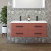 Slika BAZA S DVA UMIVAONIKA CHARM 120x45x47 - ceramic red, crne ručke