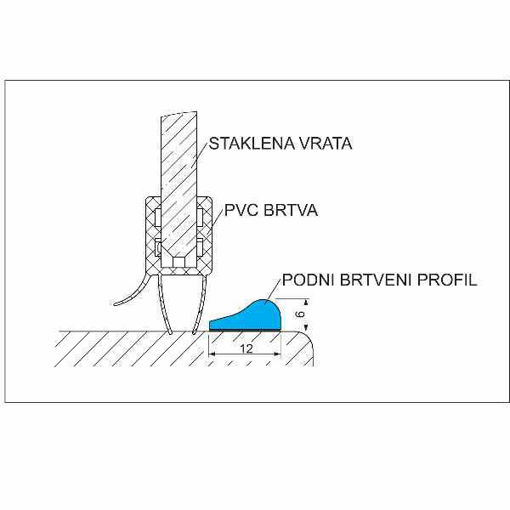 Slika ALU PROFIL PODNI BRTVENI - L=100cm, silver - Aquaestil