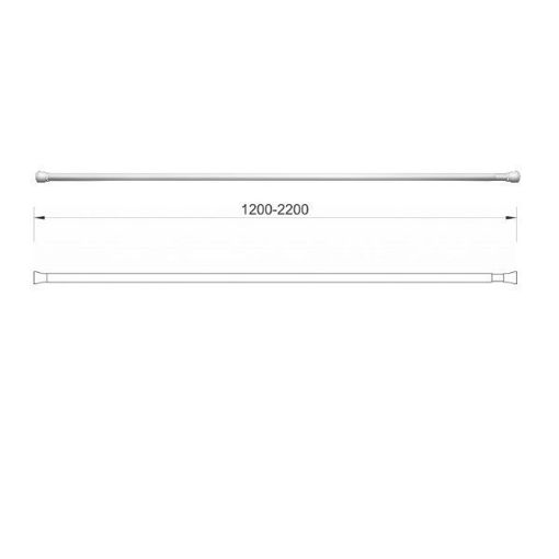 Slika NOSAČ TUŠ ZAVJESE MINOTTI RAVNI 1200-2200 BIJELI