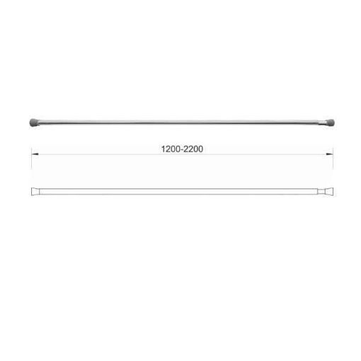 Slika NOSAČ TUŠ ZAVJESE AQC MINOTTI RAVNI 1200-2200 KROM