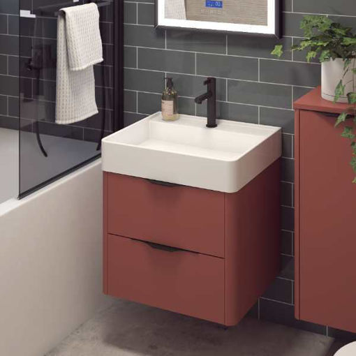 Slika BAZA S UMIVAONIKOM ARDEA 60x50,5x62 cm – CERAMIC RED / CRNE RUČKE