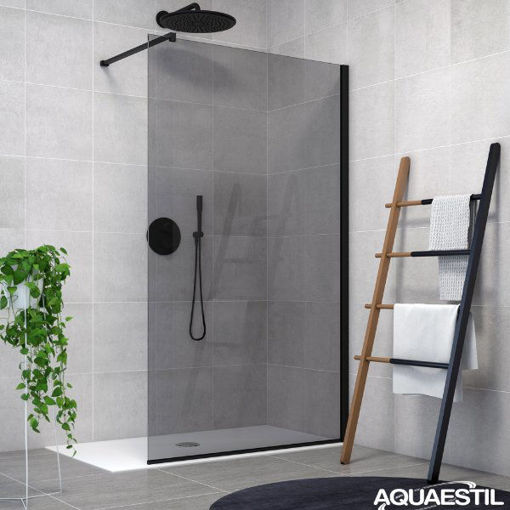 Slika TUŠ STIJENA ZENITH WALL 110 CRNA MAT/SIVO STAKLO