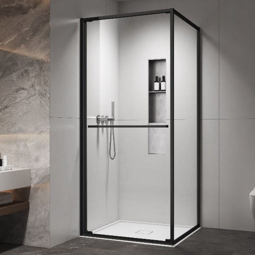 Slika TUŠ KABINA COPEN ATLAS PRO 1V 80x80x200 KVADRATNA CRNI MAT/PROZIRNO 6MM