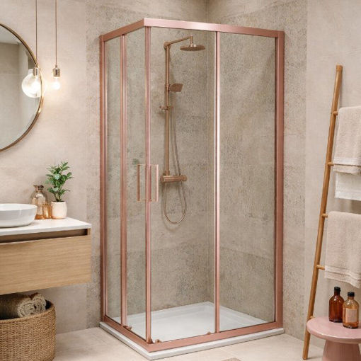Slika TUŠ KABINA COPEN ATLAS PRO 90x90x195 KVADRATNA ROSE GOLD/PROZIRNO