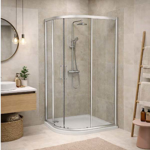 Slika TUŠ KABINA COPEN ATLAS PRO R80X195 POLUKRUŽNA SILVER PROZIRNO