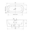 Slika KADA METAURO FREE CENTRAL 160x75cm SLOT BIJELA MAT