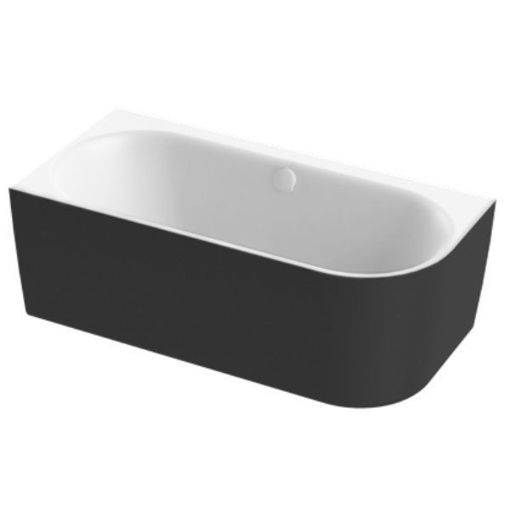 Slika KADA METAURO FREE CORNER 160x75cm SLOT BIJELA/CRNA MAT DESNA
