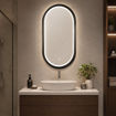 Slika OGLEDALO COPEN 50x90 ALU OKVIR MAT CRNI LED 2700–6500K