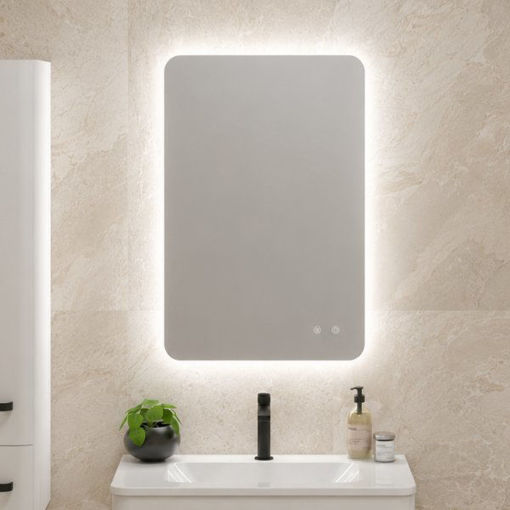 Slika OGLEDALO AQS CHARM 90x100x11 LED,UTIČNICA I GRIJAČ