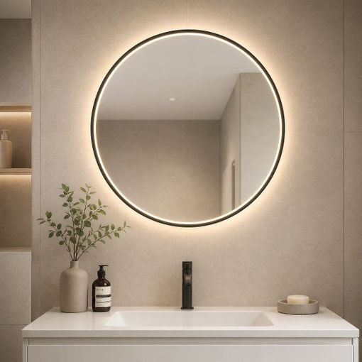 Slika OGLEDALO JANNT FI 80 OKRUGLO LED 3500K CRNI OKVIR