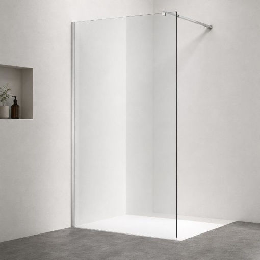 Slika TUŠ STIJENA MB TAILOR 55x200 CM SILVER/PROZIRNO 8 MM