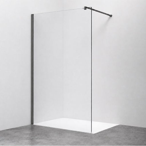 Slika TUŠ STIJENA MB TAILOR 25x200 CM GUN METAL/PROZIRNO 8 MM