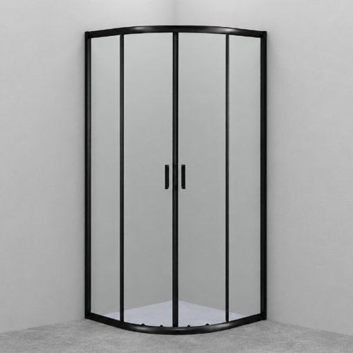Slika TUŠ KABINA MB SLIDE R80x202 CM POLUKRUŽNA KLIZNA CRNI/PROZIRNO 6 MM